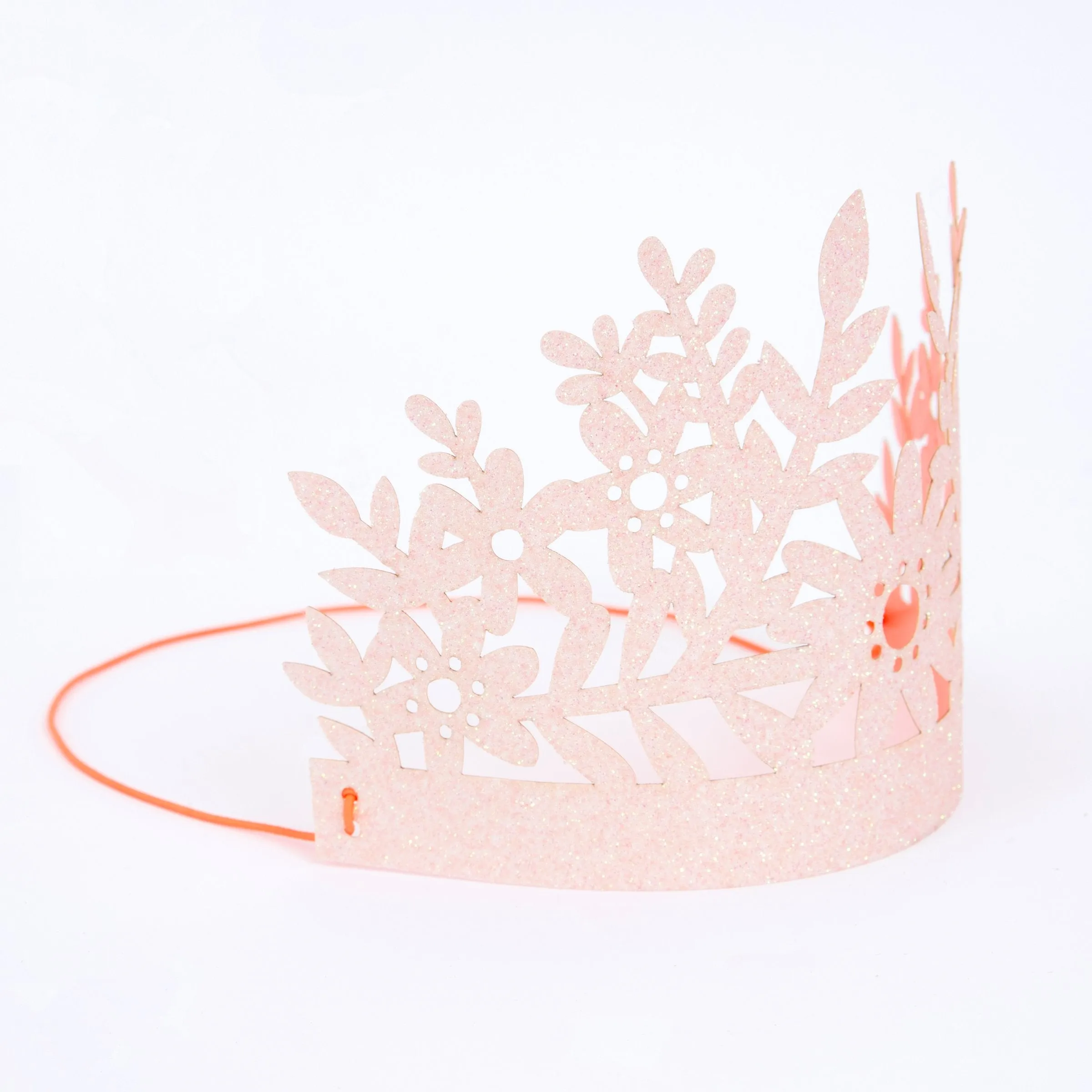 Pink Glitter Party Crowns (x 8)