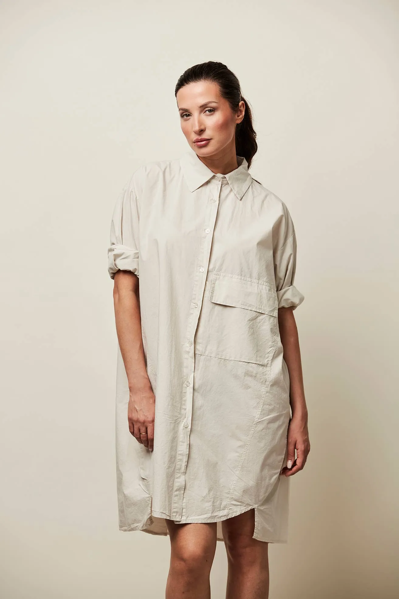 Pocket Cotton Dress - Beige