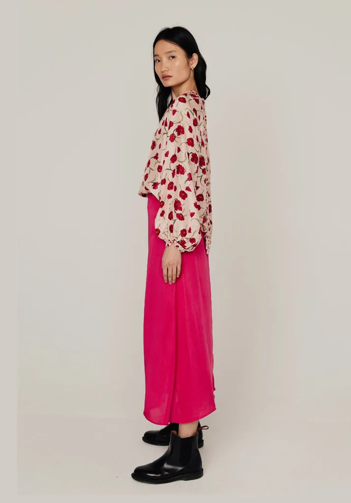 Poppy Bias Cut Midi Skirt In PInk