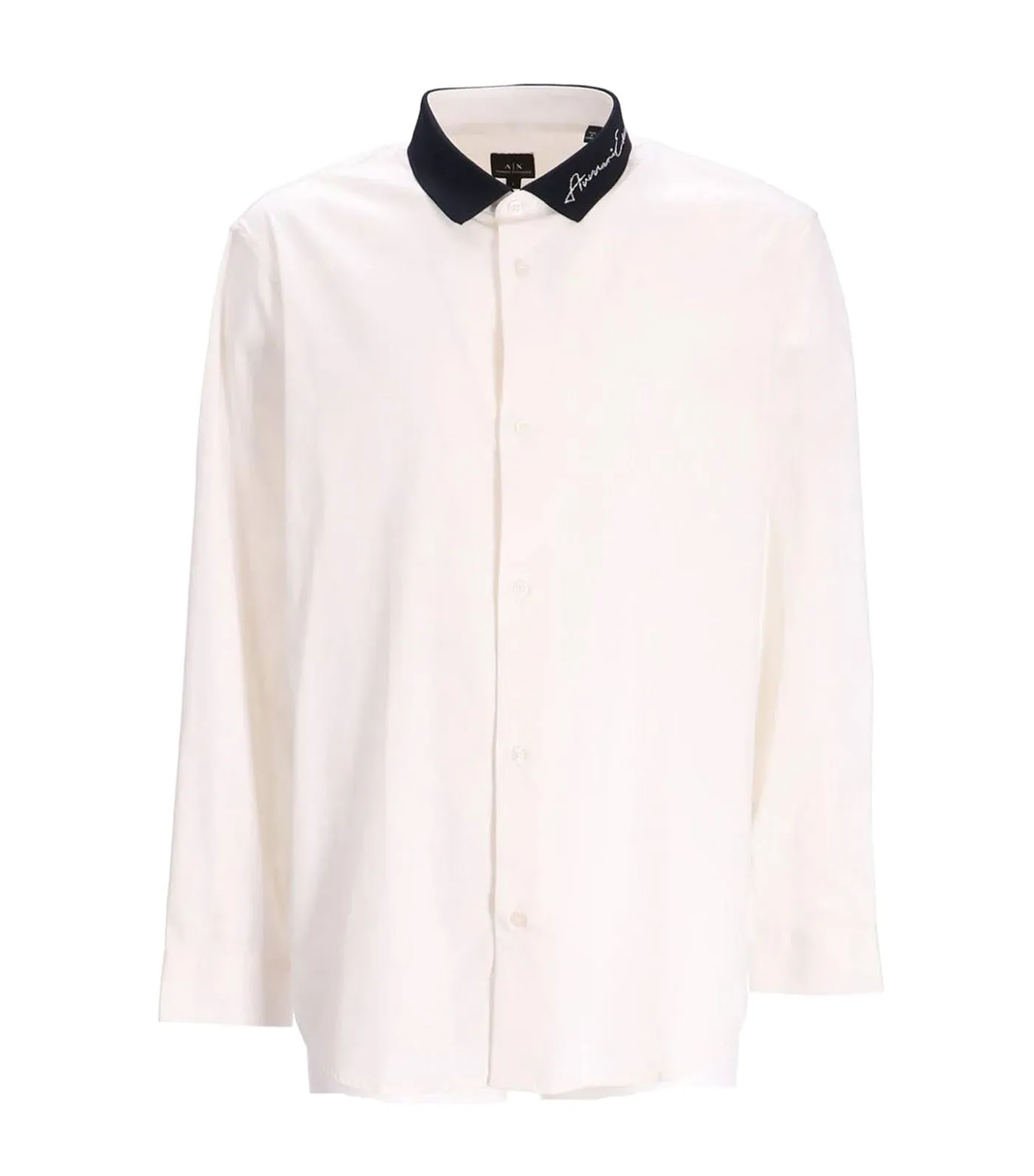 Printed Pointed Collar Shirt Off White