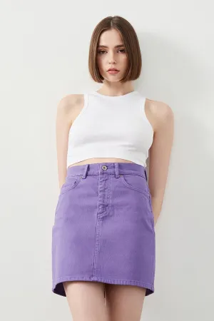 Ra Denim Violet Mini Denim Skirt - Slim Fit