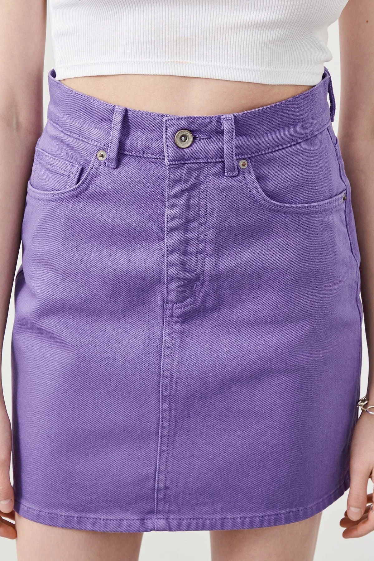 Ra Denim Violet Mini Denim Skirt - Slim Fit