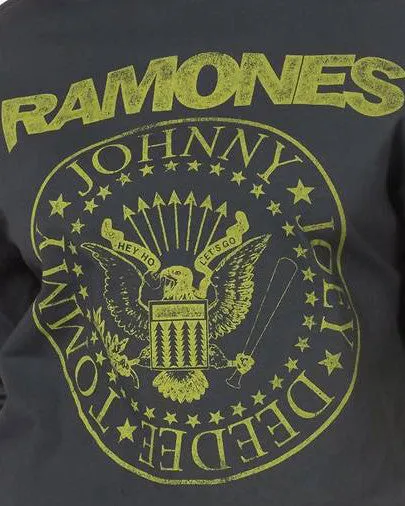 Ramones Crest Crew Long Sleeve Top in Vintage Black | Vintage Black