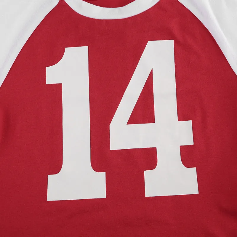 Red Number "14" Graphic Crop Top