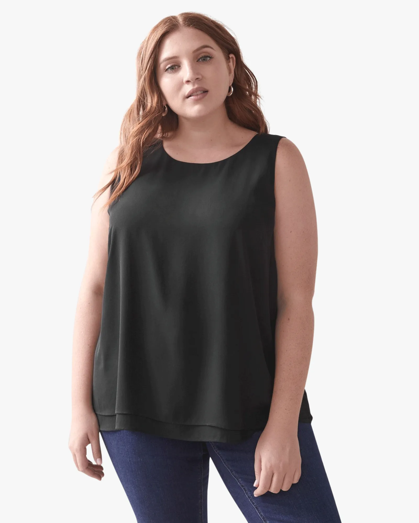 Selena Layered Tank Top | Black