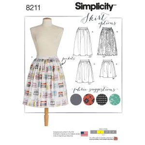 Simplicity Pattern S8211 Misses' Dirndl Skirts in Three Lengths