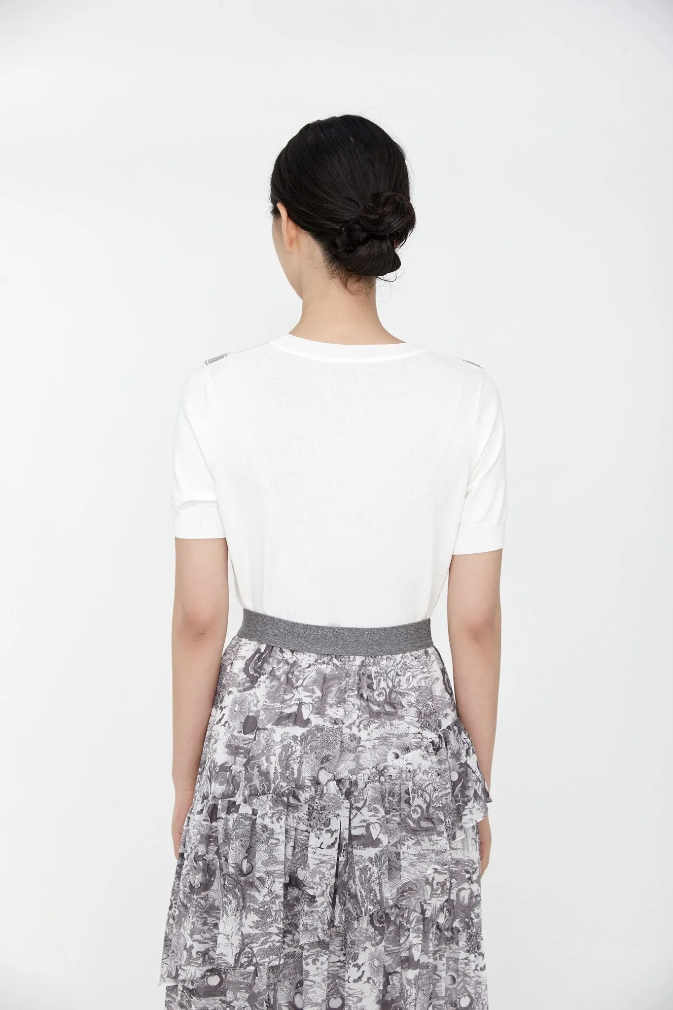 Smoke Grey Garden of Eden Printed Skirt