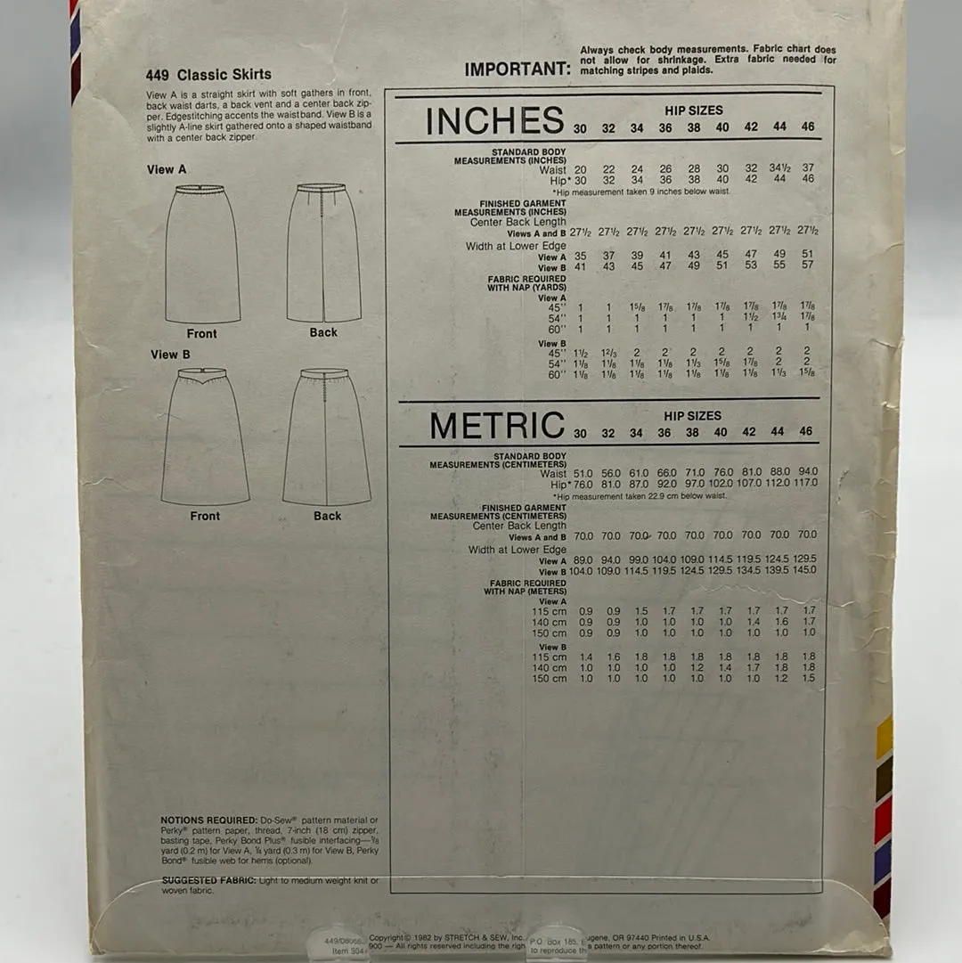 STRETCH N SEW Pattern, Classic Skirts (PSS0449)