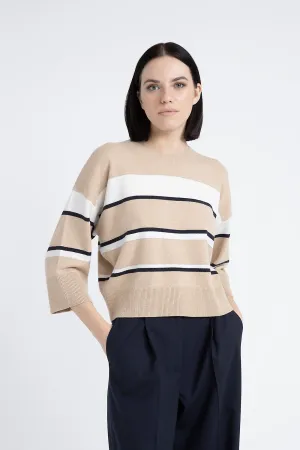 Striped wool silk cashmere sweater