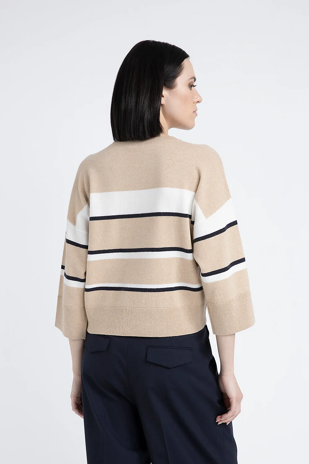 Striped wool silk cashmere sweater