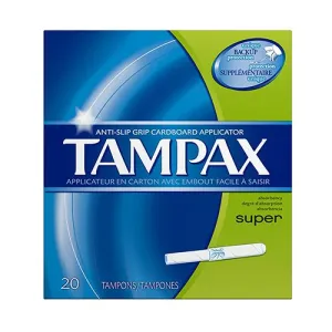 Tampax Super Absorbency Tampons with Flushable Cardboard Applicator 20's