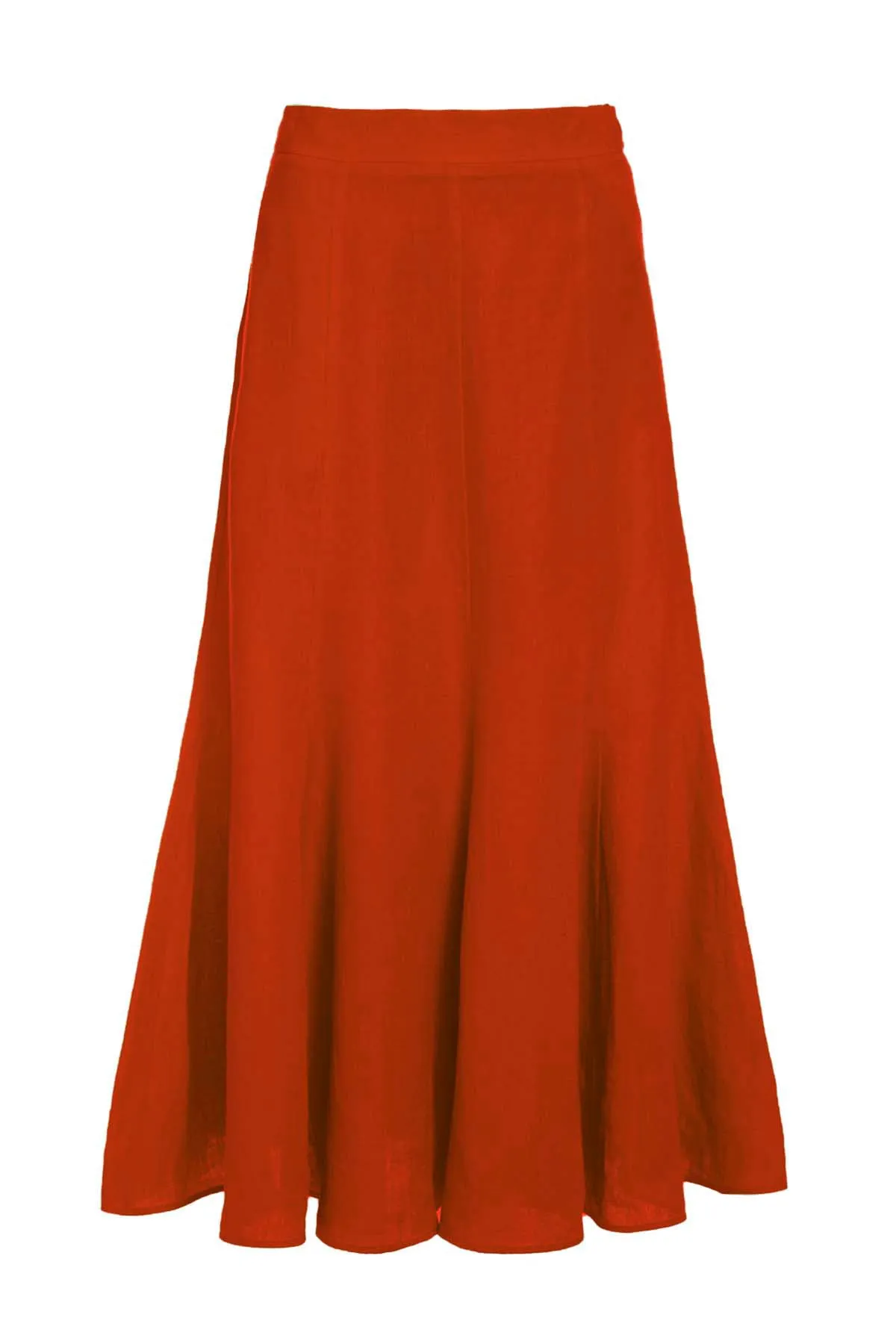 Tate Midi Skirt in Red Clay Aloe Linen