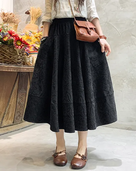 Vintage Skirt High Waist Work Wear Midi Skirts