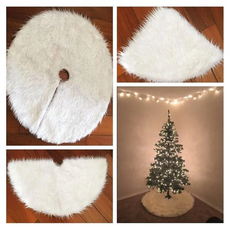 White Plush Christmas Tree Skirts