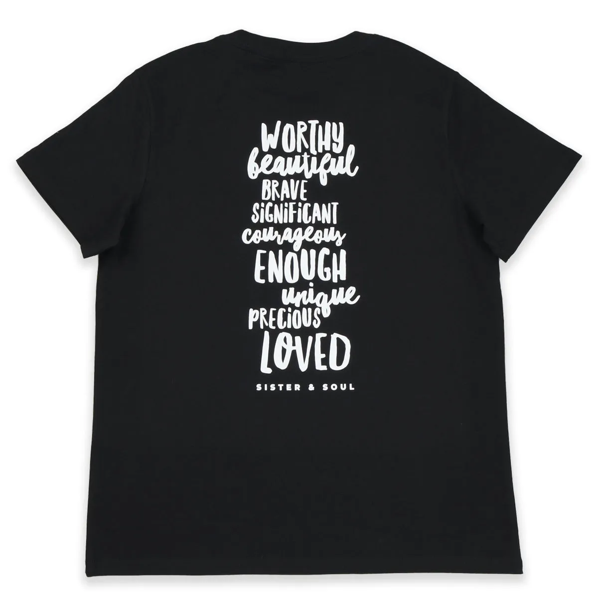 WORTHY BEAUTIFUL BRAVE - Black Boxy Tee - White Print