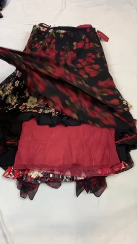 Y2K Black & Red Polyester Skirt – Trendy Retro Aesthetic(GRV-11-202)